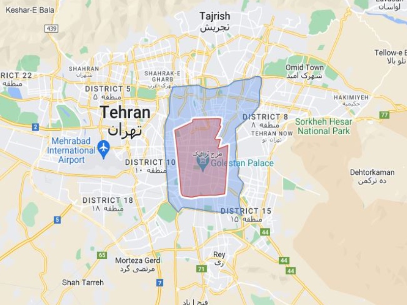 تصویر محدوده طرح ترافیک تهران