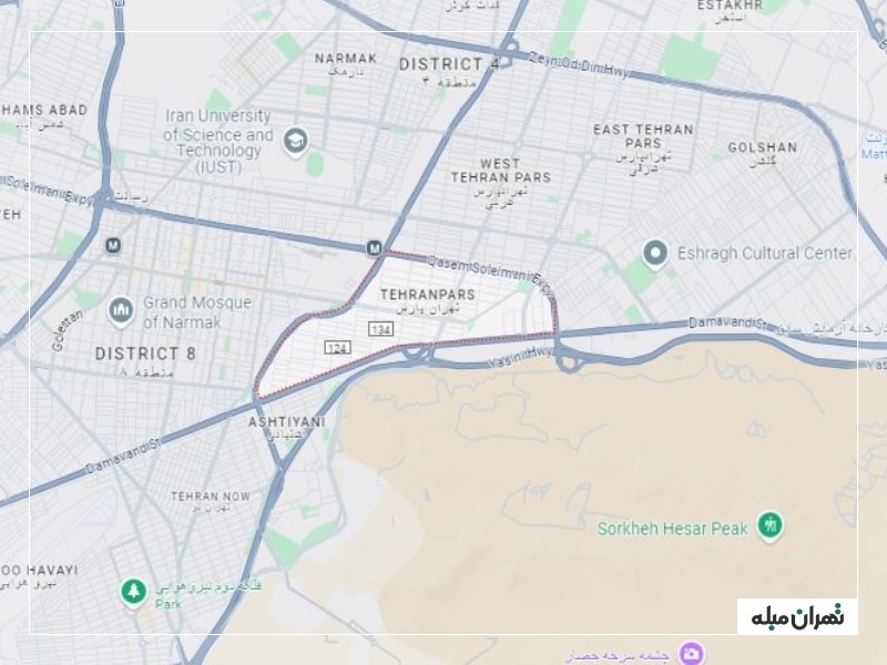 تهرانپارس روی نقشه