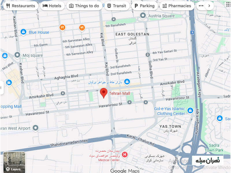 محل تهران مال روی گوگل مپ