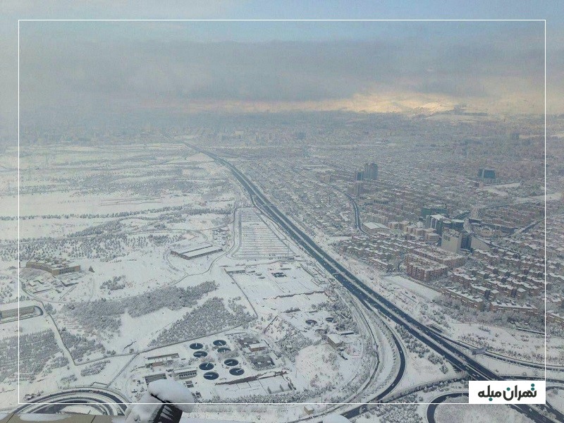 نمای برفی تهران از برج میلاد